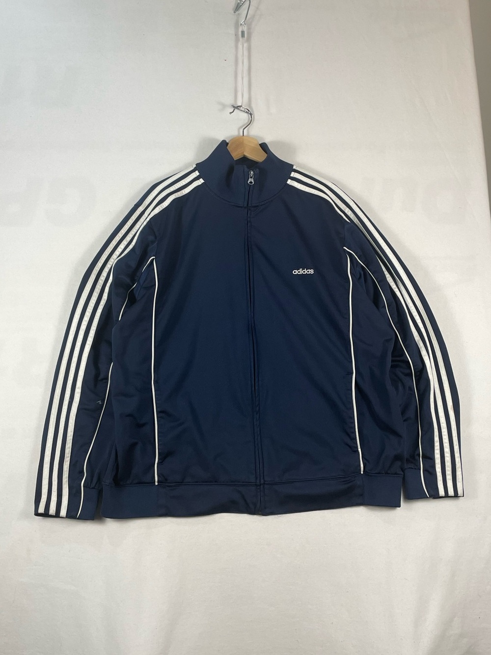 Vintage Y2K 2005 Adidas Spellout 3 Stripe Track Top Jacket Navy Sz XL